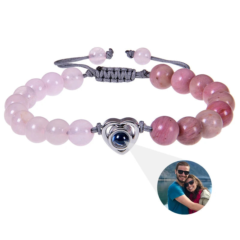 Pulsera de cuentas naturales personalizada con imagen de proyección