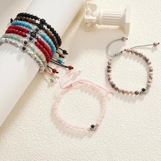 Pulseras de perlas naturales con foto personalizada de proyección