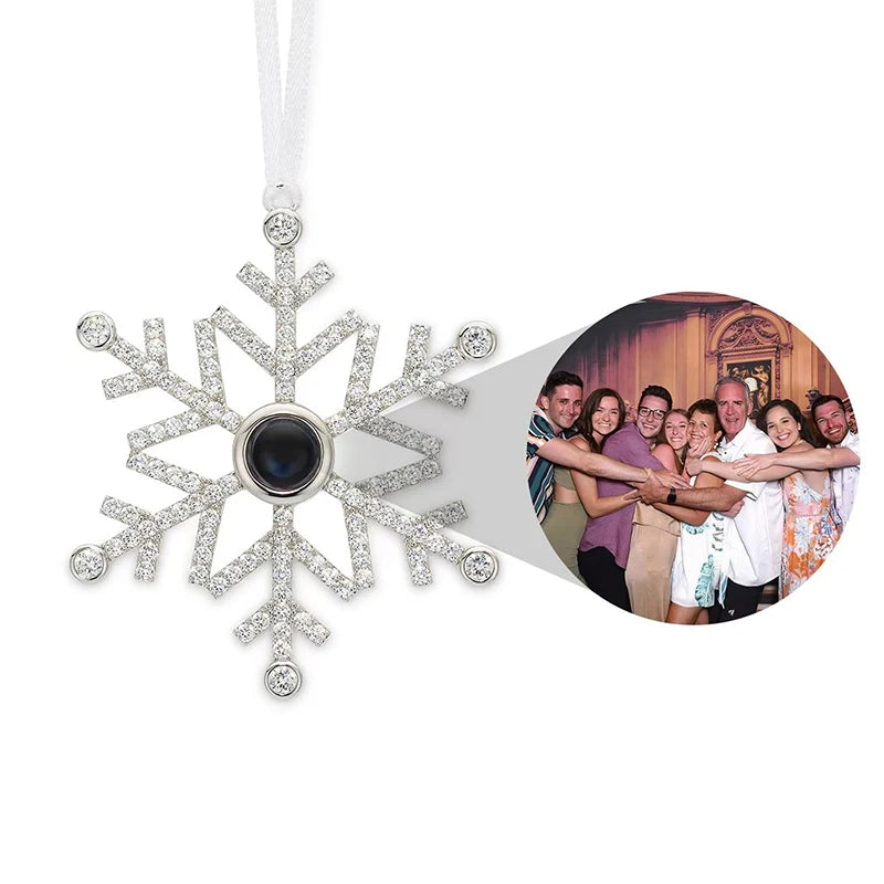 Copo de nieve navideño con foto de proyección personalizada