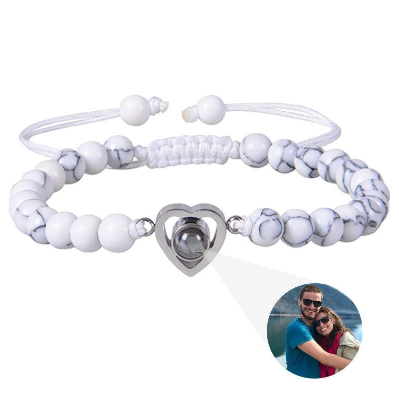 Pulsera de cuentas naturales personalizada con imagen de proyección