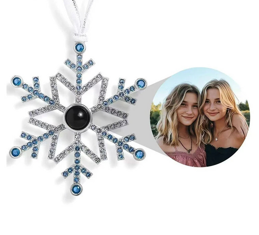 Copo de nieve navideño con foto de proyección personalizada