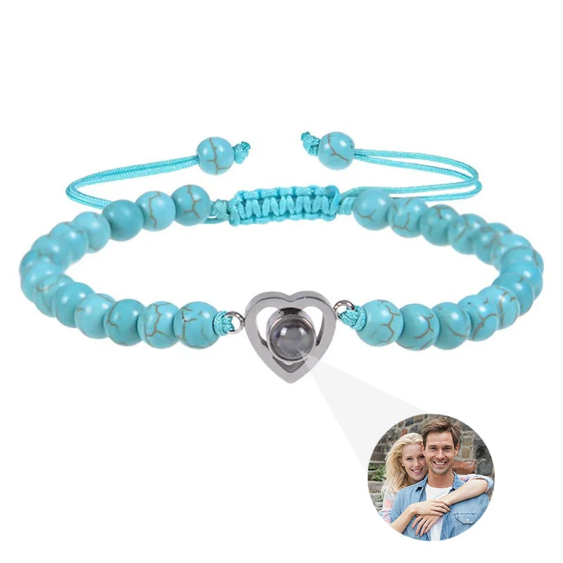 Pulsera de cuentas naturales personalizada con imagen de proyección