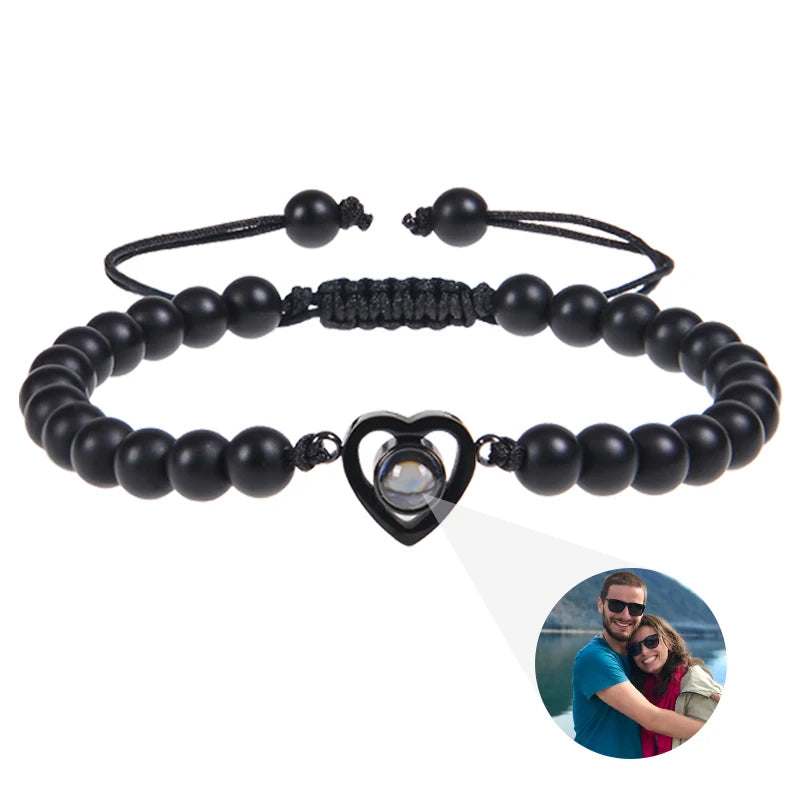 Pulsera de cuentas naturales personalizada con imagen de proyección