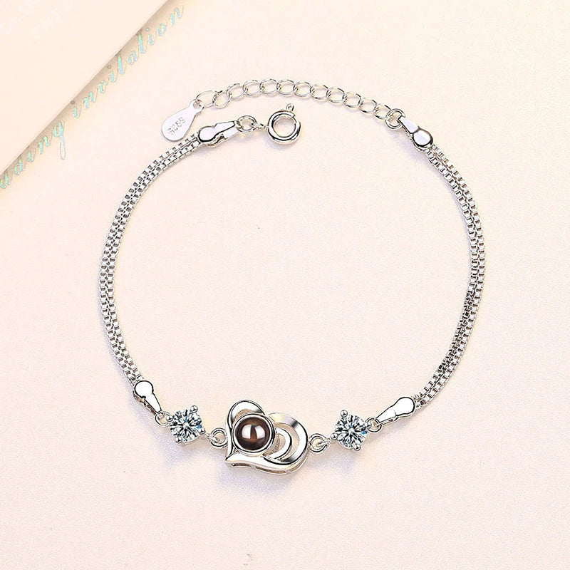 Pulsera de Plata Ley 925 de proyección con foto personalizada