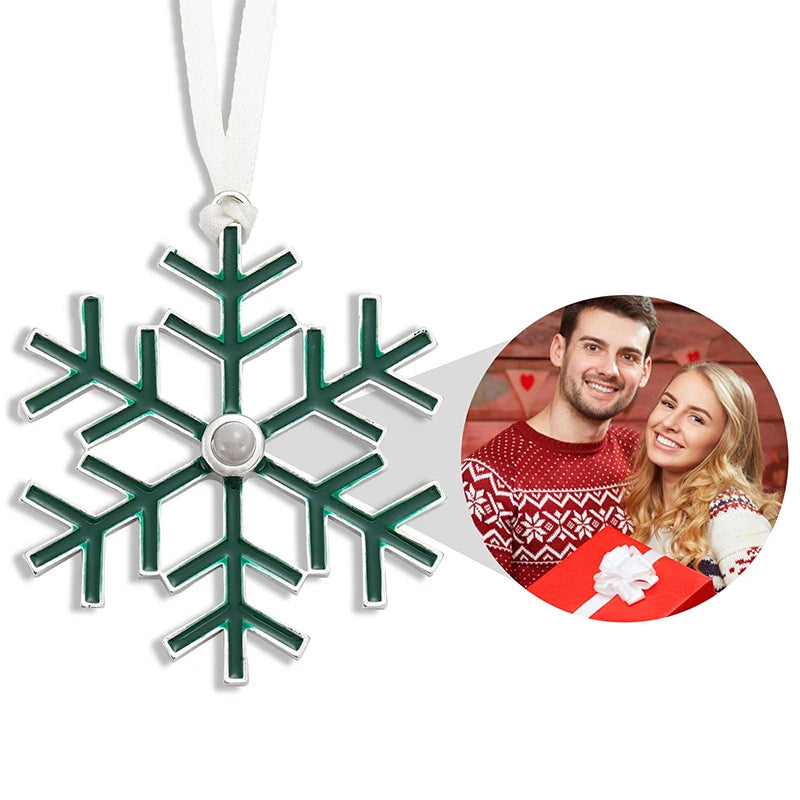 Copo de nieve navideño con foto de proyección personalizada