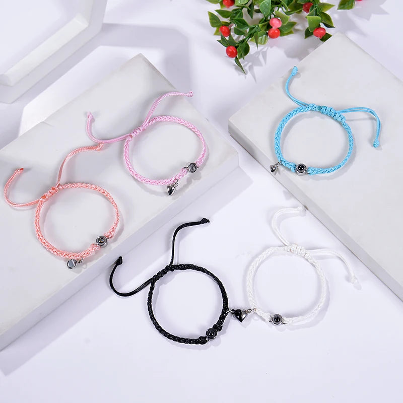 Pulseras para parejas con foto de proyección personalizada