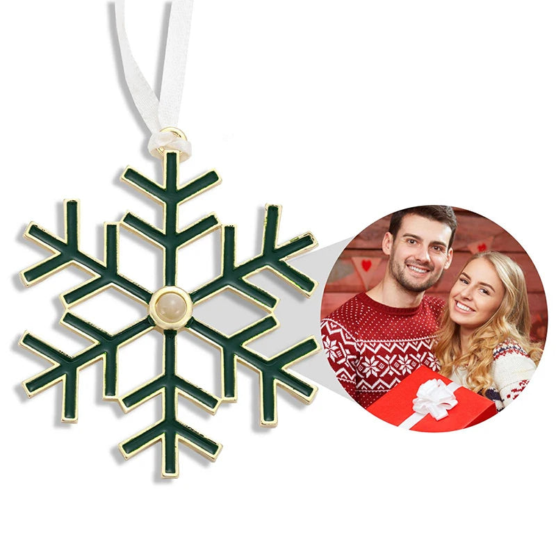 Copo de nieve navideño con foto de proyección personalizada