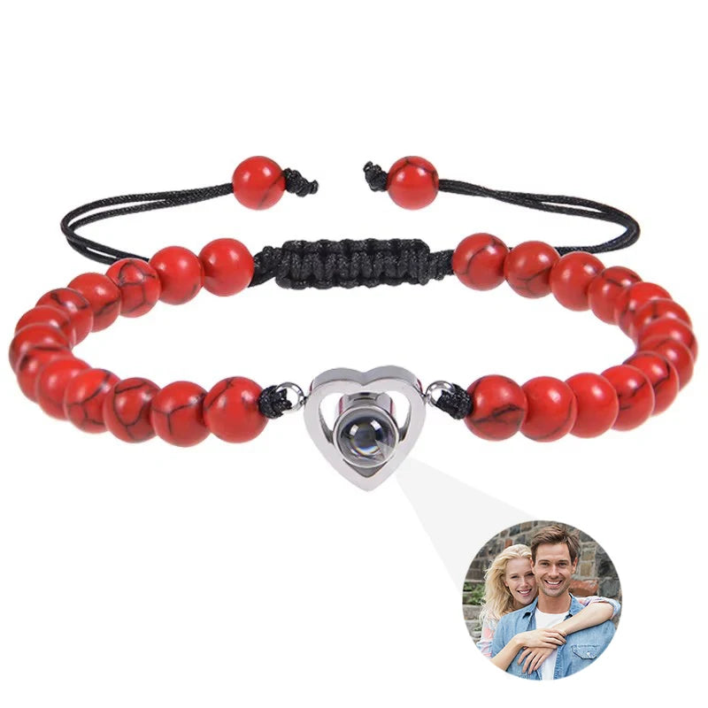Pulsera de cuentas naturales personalizada con imagen de proyección