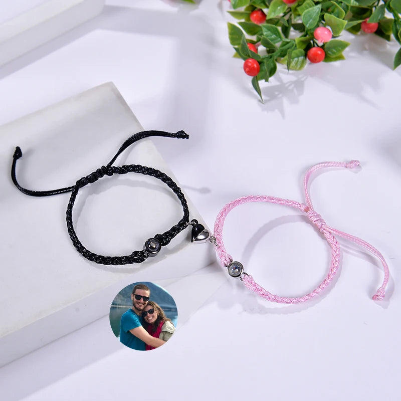 Pulseras para parejas con foto de proyección personalizada